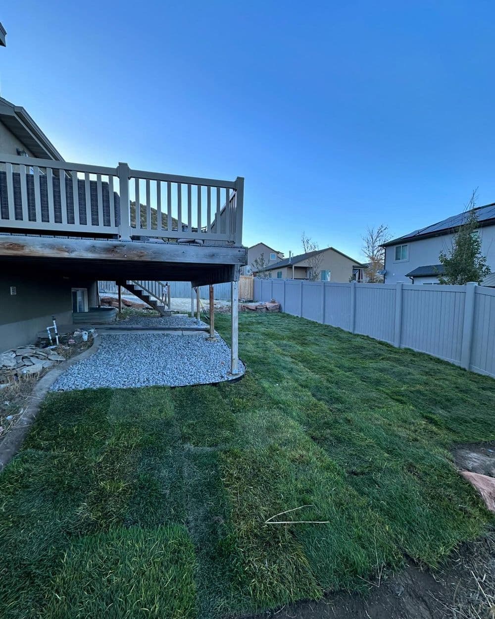 From Debris-Covered Dirt to a Clean Grassy Backyard in Highland