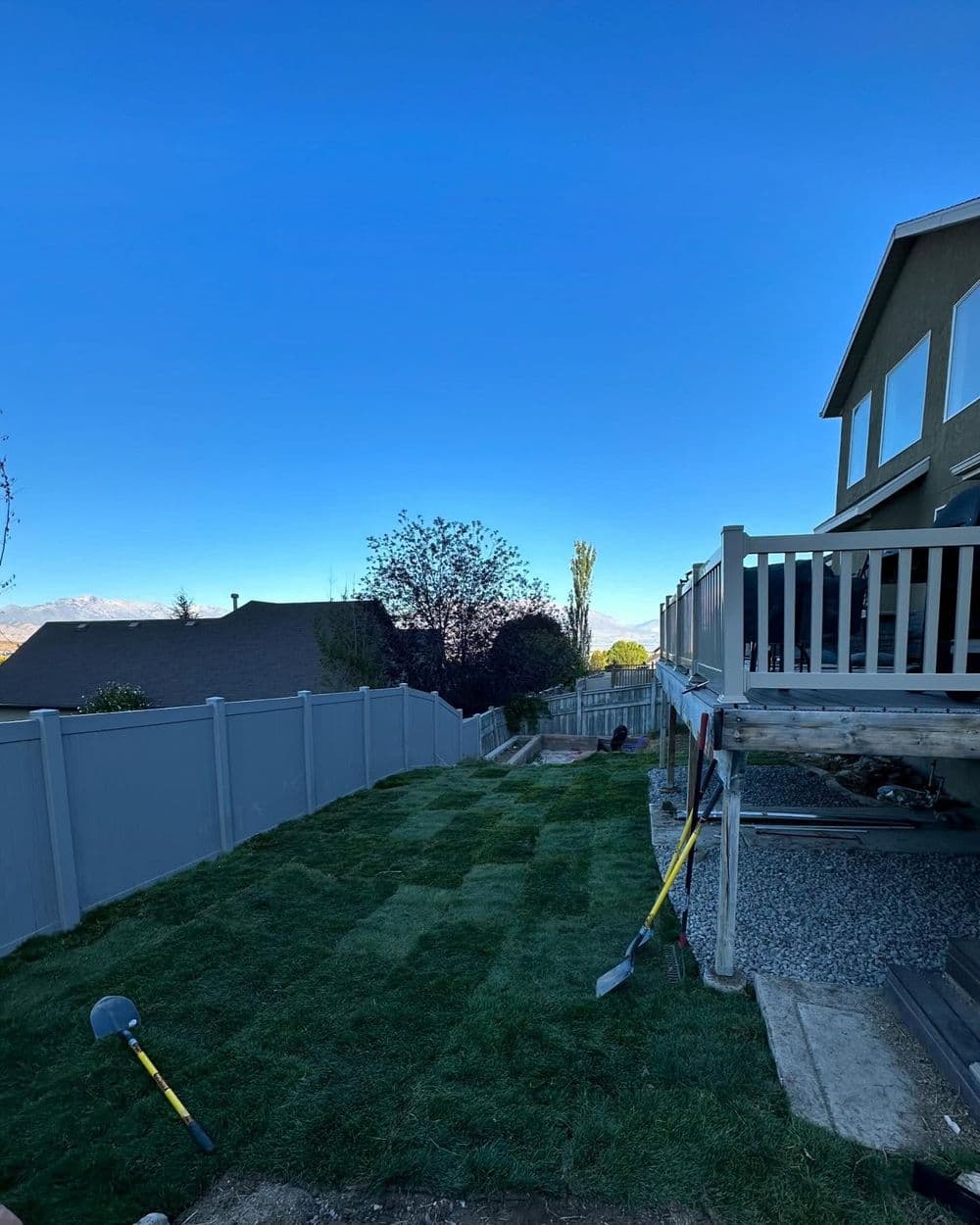 Gallery photos for From Debris-Covered Dirt to a Clean Grassy Backyard in Highland: Image #1