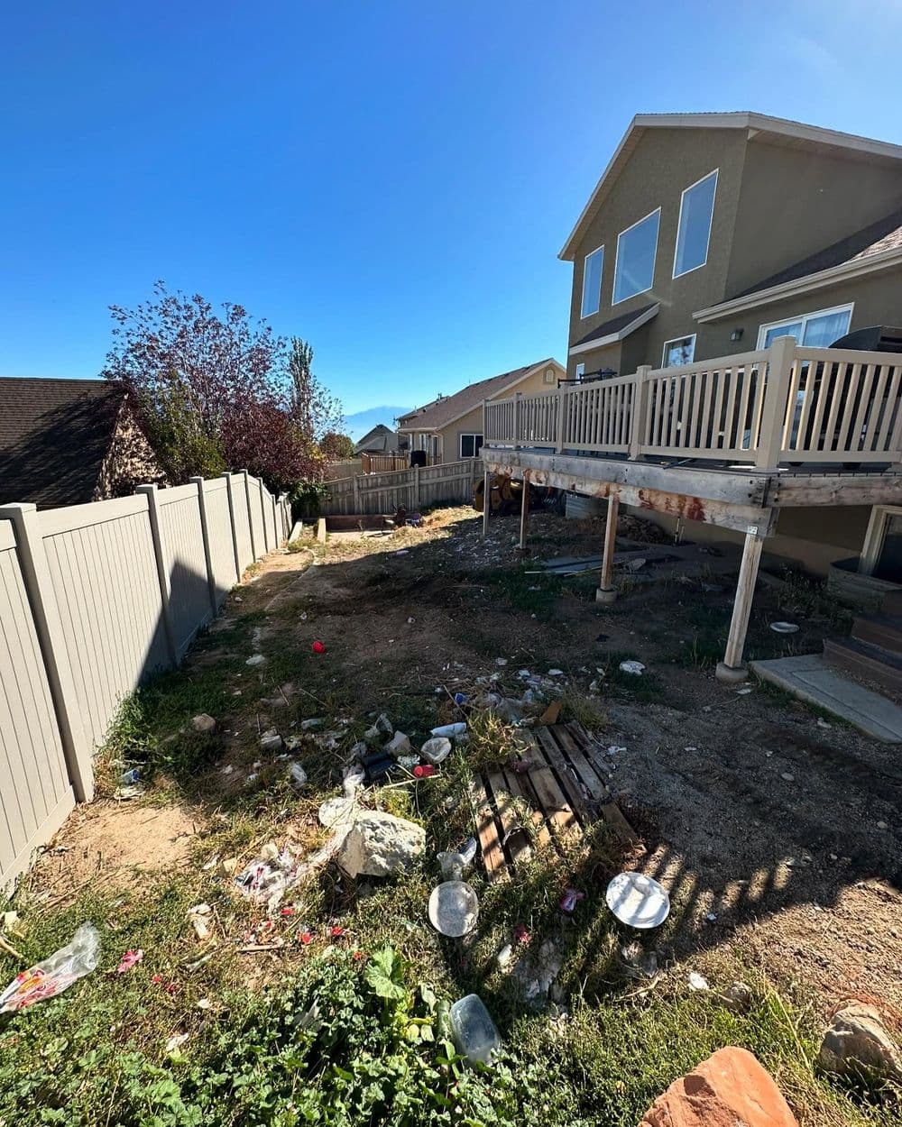 Gallery photos for From Debris-Covered Dirt to a Clean Grassy Backyard in Highland: Image #2